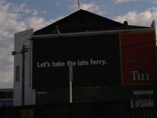 Fullersleaving passengers stranded on Matiatia prompted this Tui's billboard