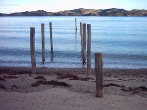 Remains of an old jetty at Orapiu.JPG